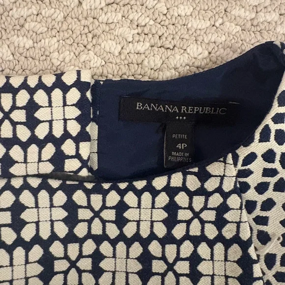 Banana Republic Navy and White Patterned Mini Dress - Picture 3 of 16